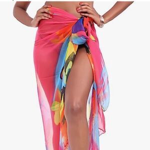 Ekouaer Medium Multi Color Sarong Swim Cover Up New 54 x 61”
